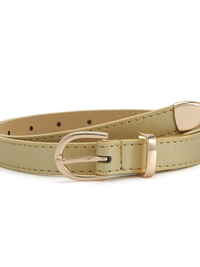 Women's Unisex PU Buckle Belt PU Leather Metal Bucke D-ring Casual Classic Party Daily Violet White Black Silver - LuckyFash™