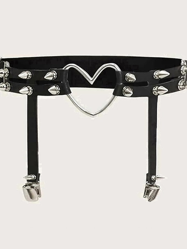 Women's Unisex Garter Belt PU Leather Buckle Free Rivet Decor Casual Classic Party Daily Black - LuckyFash™