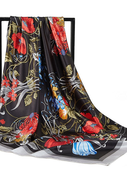 New Sunscreen Headcloth Thin Style 90X90CM Beach Kerchief Flower Print Square Scarves Fashion Muslim Shawls - LuckyFash™