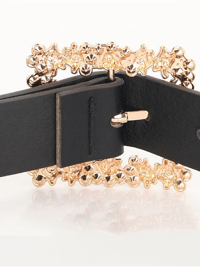 Women's Unisex PU Buckle Belt PU Leather Prong Buckle Crystal Rhinestone Casual Classic Party Daily Green White Black Brown - LuckyFash™