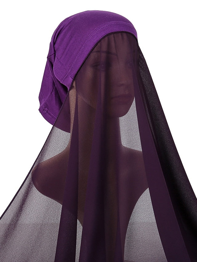 Muslim Women Hijabs Chiffon Shawl Head Scarf Islamic Ramadan Prayer Headwraps Bandage Adjustable Musulman Femme Veil - LuckyFash™