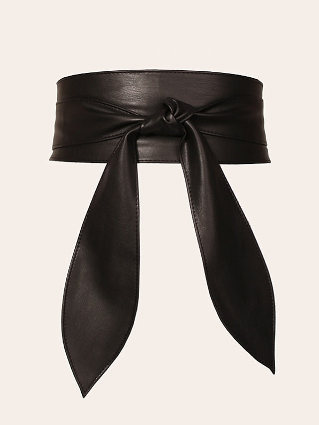 Women's Corset Belt PU Leather Buckle Free Knot Decor Casual Classic Party Daily Black Coffee - LuckyFash™