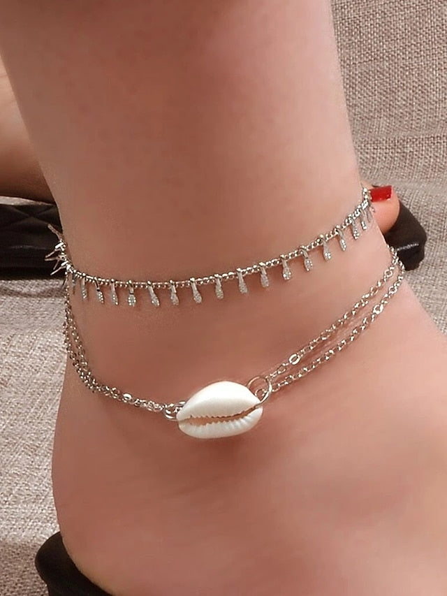 Ankle Bracelet Personalized Stylish Vintage Women's Body Jewelry For Gift Daily Alloy Silver 2pcs - LuckyFash™
