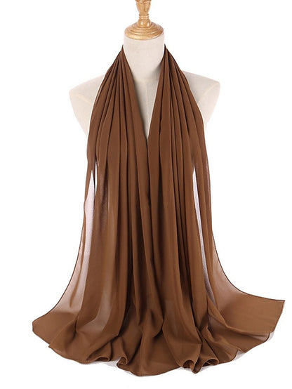 Women's Chiffon Scarf Party Dailywear Holiday Red Pink Scarf Pure Color - LuckyFash™