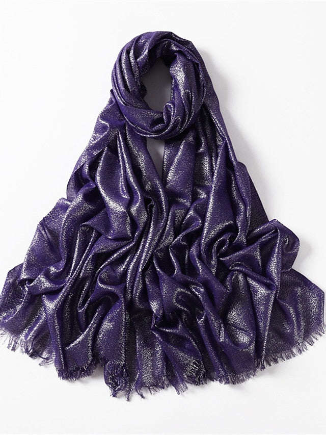 Women's Women's Shawls & Wraps Outdoor Dailywear Holiday Black Brown Purple Scarf Pure Color - LuckyFash™