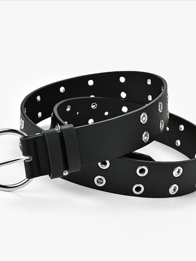 Women's Unisex PU Buckle Belt PU Leather O-ring Buckle Eyelet Casual Classic Party Daily Black Brown Coffee - LuckyFash™