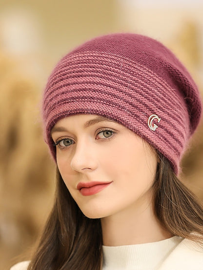 Women's Hat Beanie / Slouchy Black Purple Wine Outdoor Home Daily Knit Letter Stripe Portable Windproof Comfort - LuckyFash™
