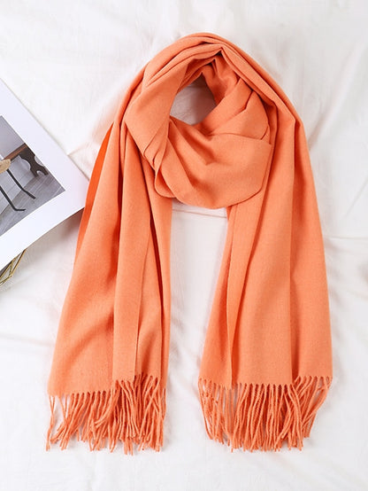 Women's Women's Shawls & Wraps Party Black Scarf Pure Color / Basic / Red / Fall / Winter / Polyester - LuckyFash™