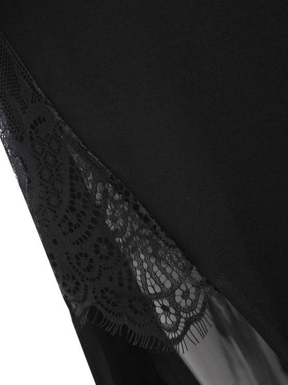 Lace Insert Side Slit One Shoulder Dress - LuckyFash™
