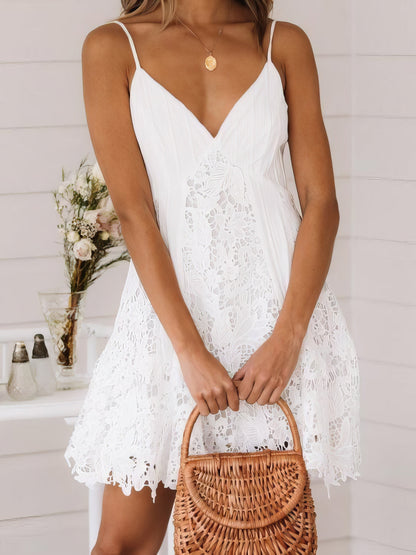 Lace Panel Sling Mini Dress - LuckyFash™
