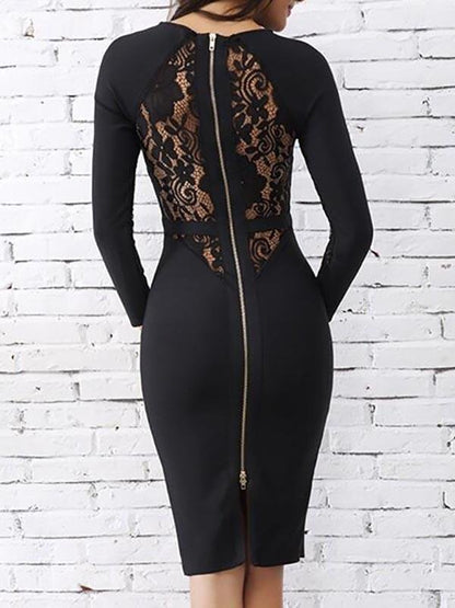 Lace Raglan Sleeve Bodycon Dress - LuckyFash™