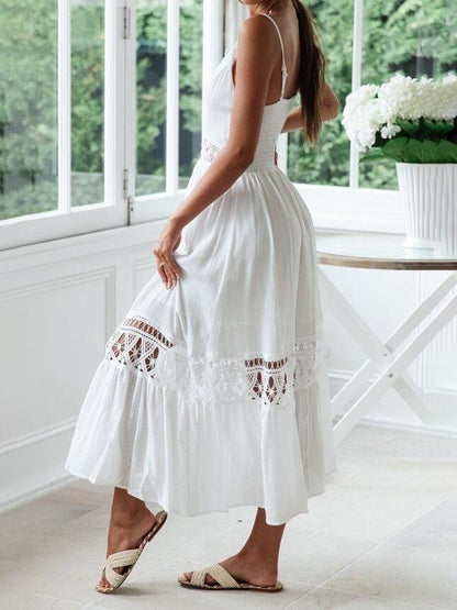 Lace Stitching Hollow Slit Sling Dress - LuckyFash™