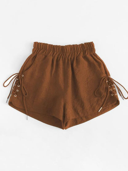 Lace-Up High-Rise Shorts - LuckyFash™