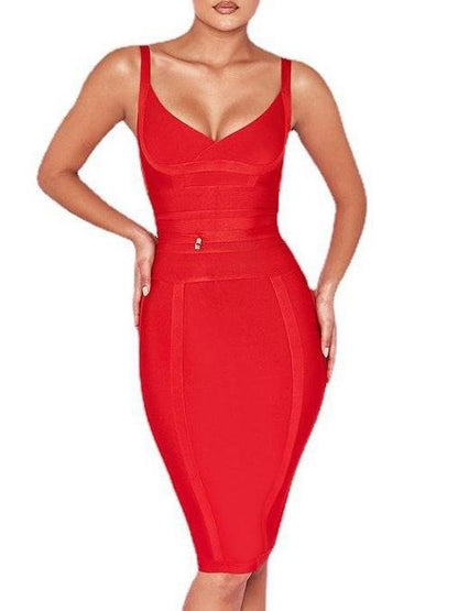 Lace-up Skinny Suspender Bodycon Dress - LuckyFash™