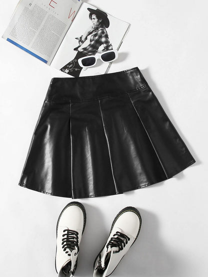 Lace Up Waist PU Leather Skirt - LuckyFash™