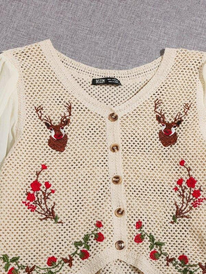 Lantern Sleeve Embroidered Flower Blouse - LuckyFash™