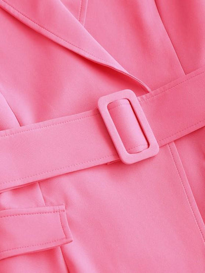 Lapel Belted Flap Detail Blazer - LuckyFash™