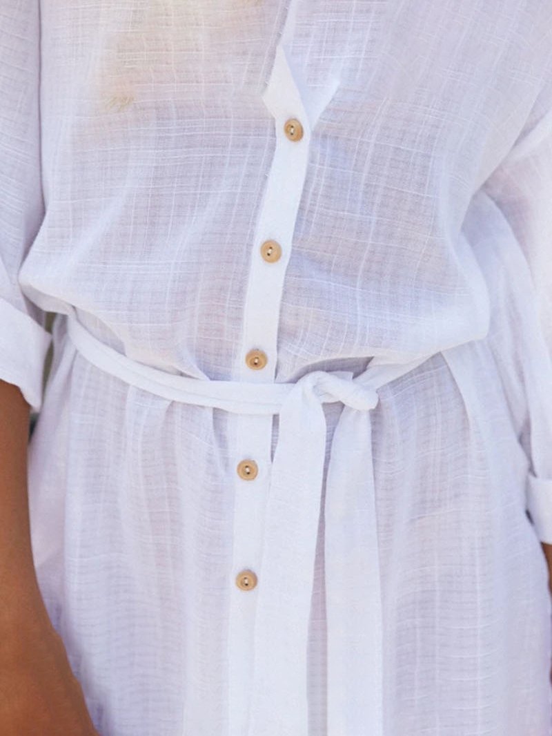Lapel Long-sleeved Split Shirt Dress - LuckyFash™
