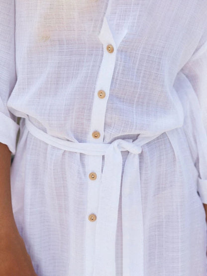 Lapel Long-sleeved Split Shirt Dress - LuckyFash™