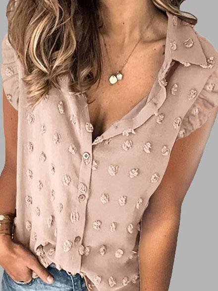 Lapel Sleeveless Solid Color Button Blouses - LuckyFash™