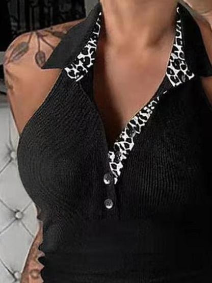 Lapel Slim-fit  Sleeveless Tank Top - LuckyFash™