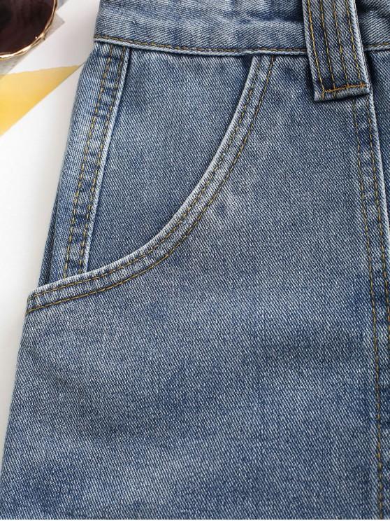 Layered D-ring Strap Denim Shorts - LuckyFash™