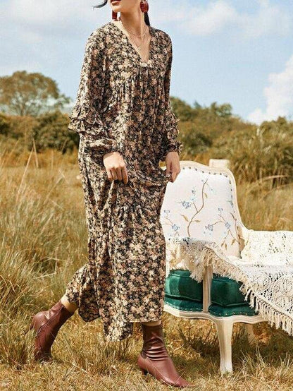 Layered Ruffle Allover Floral Smock Dress - LuckyFash™