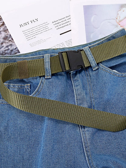 Men's Women's Web Belt Canvas Plastic Buckle Plain Classic Casual Work Daily Black Blue Green Coffee - LuckyFash™