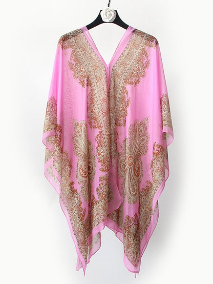 Fashion Women Scarf Shawl Poncho Printed Sunscreen Scarf Sun Protection Shawl Beach Shawl Bikini Cover Soft Comfortable - LuckyFash™