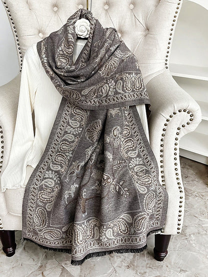 Women's Women's Shawls & Wraps Outdoor Dailywear Holiday Wine Red Pink Scarf Floral - LuckyFash™