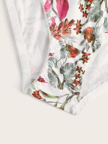 Leaf Print Underwire Lingerie Set - LuckyFash™