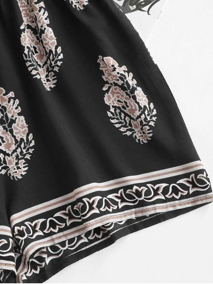 Leaf Print Wide Leg Cami Romper - LuckyFash™