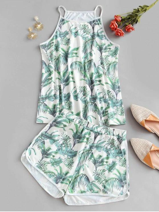 Leaves Print Lounge Two Piece Set - LuckyFash™