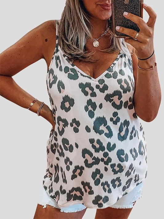 Leopard And Zebra Printed V-Neck Casual Tank Tops - LuckyFash™