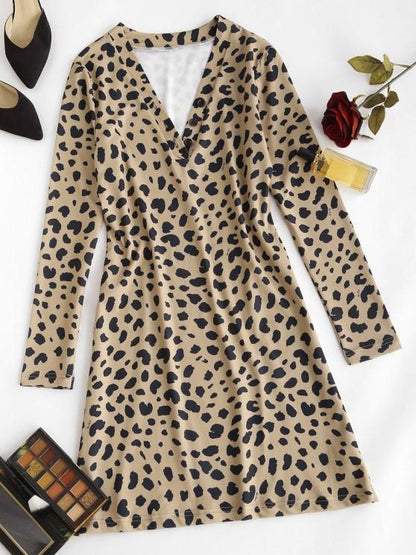 Leopard Animal Print Long Sleeve Tight Dress - LuckyFash™