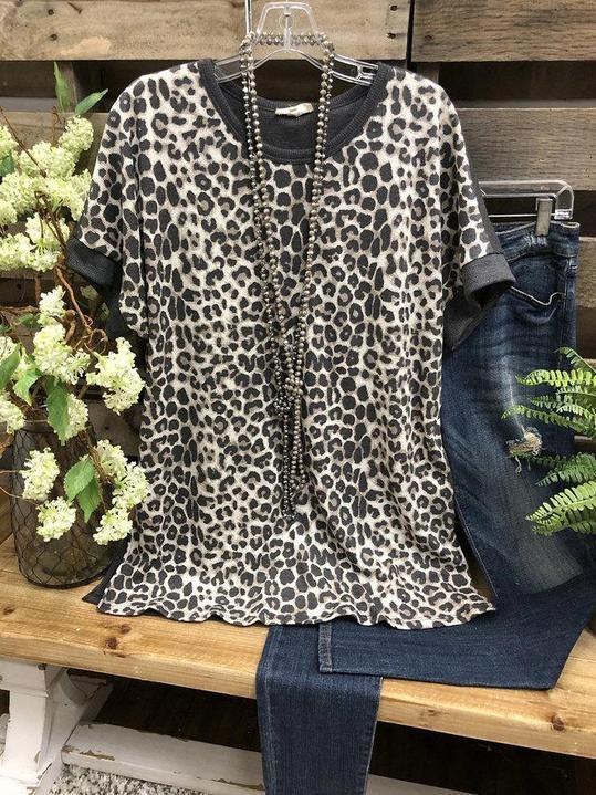 Leopard Crew Neck Casual T-Shirts - LuckyFash™