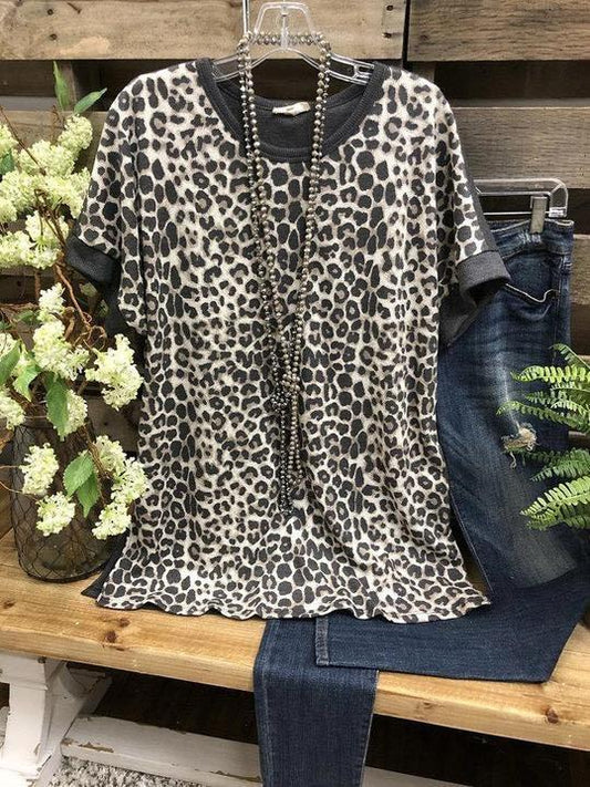 Leopard Crew Neck Casual T-Shirts - LuckyFash™
