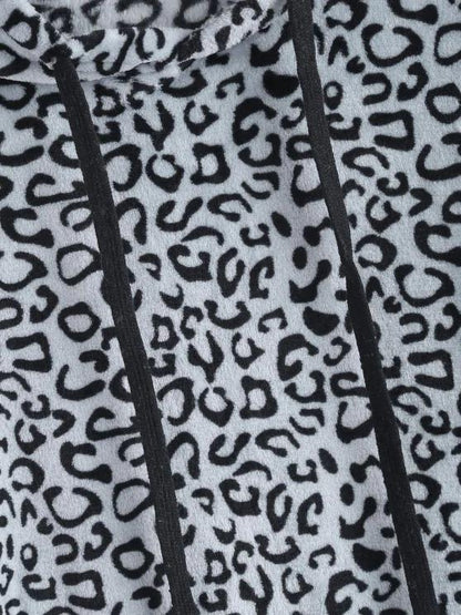 Leopard Kangaroo Pocket Plush Faux Fur Hoodie - LuckyFash™