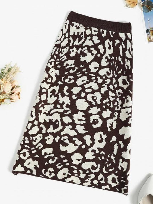 Leopard Knit Sheath Midi Skirt - LuckyFash™