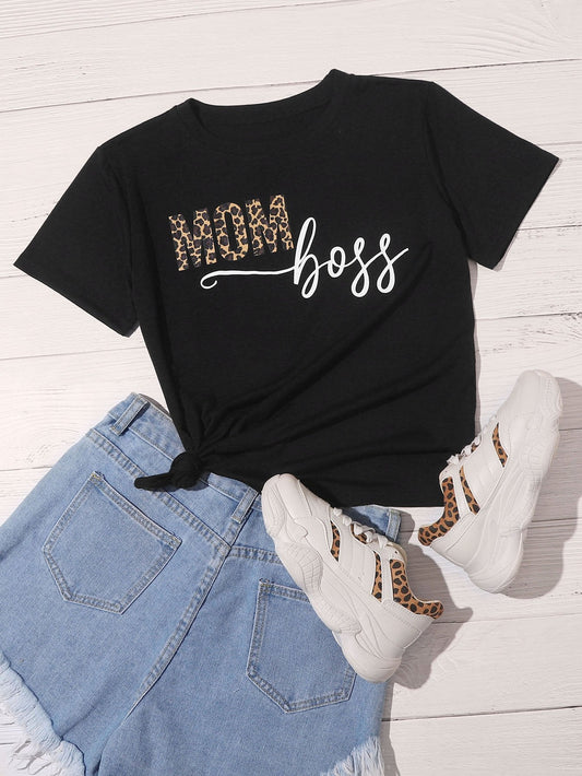Leopard & Letter Graphic Tee - LuckyFash™