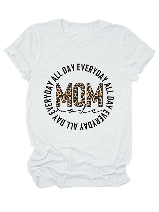 Leopard Letter Print Cute Pullover T-shirt - LuckyFash™