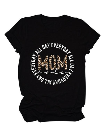 Leopard Letter Print Cute Pullover T-shirt - LuckyFash™