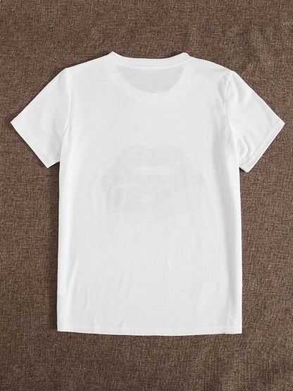 Leopard Lip Print Short Sleeve Tee - LuckyFash™