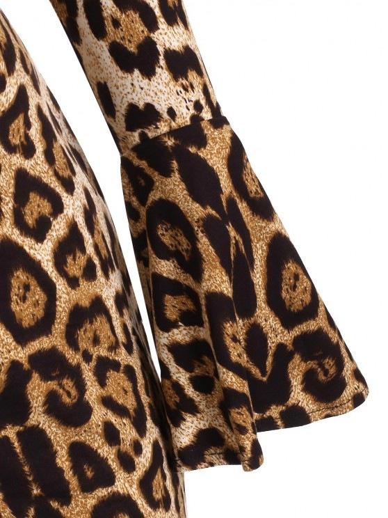 Leopard Mock Neck Long Sleeve Bodycon Dress - LuckyFash™