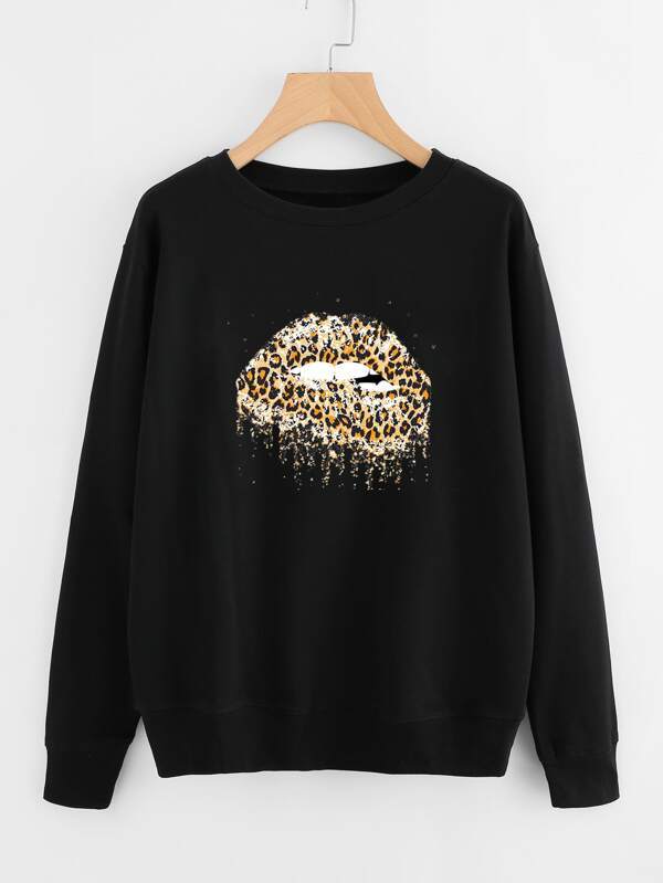 Leopard Mouth Print Sweatshirt - LuckyFash™