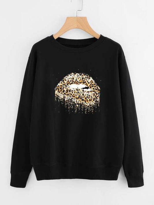 Leopard Mouth Print Sweatshirt - LuckyFash™