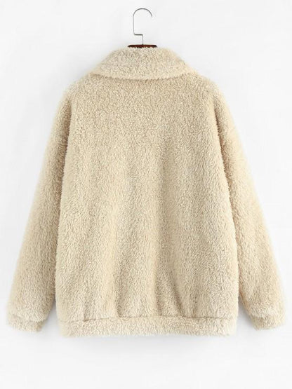 Leopard Pocket Zip Faux Fur Teddy Coat - LuckyFash™