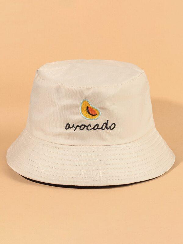 Avocado Tag Letter Embroidered Bucket Hat - LuckyFash™
