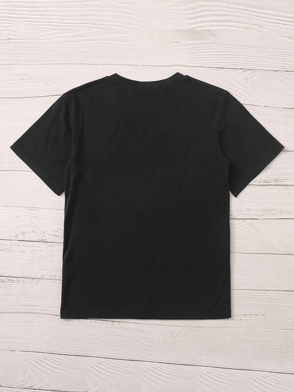 Black Letter Graphic Short Sleeve Tee - LuckyFash™