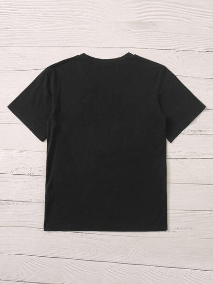Black Letter Graphic Short Sleeve Tee - LuckyFash™